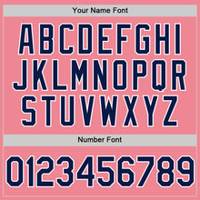 Load image into Gallery viewer, Custom Medium Pink Navy-White Authentic Baseball Jersey
