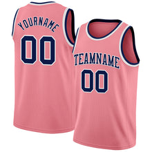 Load image into Gallery viewer, Custom Medium Pink Navy-White Authentic Basketball Jersey
