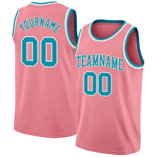 Laden Sie das Bild in den Galerie-Viewer, Custom Medium Pink Teal-White Authentic Basketball Jersey
