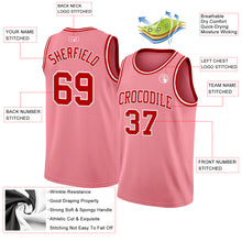 Laden Sie das Bild in den Galerie-Viewer, Custom Medium Pink Red-White Authentic Basketball Jersey

