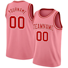 Laden Sie das Bild in den Galerie-Viewer, Custom Medium Pink Red-White Authentic Basketball Jersey
