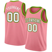 Laden Sie das Bild in den Galerie-Viewer, Custom Medium Pink White Black-Neon Green Authentic Basketball Jersey
