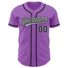 Load image into Gallery viewer, Custom Medium Purple Black-Gray Authentic Baseball Jersey
