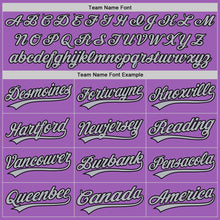 Load image into Gallery viewer, Custom Medium Purple Black-Gray Authentic Baseball Jersey
