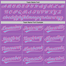 Load image into Gallery viewer, Custom Medium Purple Light Blue-Pink Authentic Baseball Jersey
