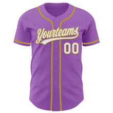 Load image into Gallery viewer, Custom Medium Purple White-Old Gold Authentic Baseball Jersey
