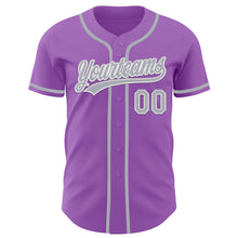 Load image into Gallery viewer, Custom Medium Purple Gray-White Authentic Baseball Jersey
