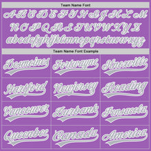 Load image into Gallery viewer, Custom Medium Purple Gray-White Authentic Baseball Jersey
