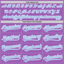 Load image into Gallery viewer, Custom Medium Purple Light Blue-White Authentic Baseball Jersey
