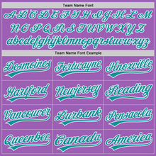 Load image into Gallery viewer, Custom Medium Purple Teal-White Authentic Baseball Jersey

