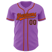 Load image into Gallery viewer, Custom Medium Purple Black-Orange Authentic Baseball Jersey
