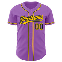 Load image into Gallery viewer, Custom Medium Purple Black-Yellow Authentic Baseball Jersey
