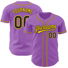Load image into Gallery viewer, Custom Medium Purple Black-Yellow Authentic Baseball Jersey
