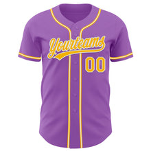 Load image into Gallery viewer, Custom Medium Purple Gold-White Authentic Baseball Jersey
