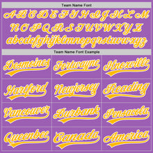 Load image into Gallery viewer, Custom Medium Purple Gold-White Authentic Baseball Jersey
