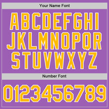 Load image into Gallery viewer, Custom Medium Purple Gold-White Authentic Baseball Jersey

