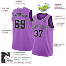 Laden Sie das Bild in den Galerie-Viewer, Custom Medium Purple Black-Gray Authentic Basketball Jersey

