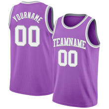 Laden Sie das Bild in den Galerie-Viewer, Custom Medium Purple White-Gray Authentic Basketball Jersey
