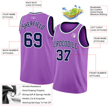 Laden Sie das Bild in den Galerie-Viewer, Custom Medium Purple Navy-White Authentic Basketball Jersey
