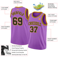 Laden Sie das Bild in den Galerie-Viewer, Custom Medium Purple Black-Gold Authentic Basketball Jersey
