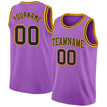 Laden Sie das Bild in den Galerie-Viewer, Custom Medium Purple Black-Gold Authentic Basketball Jersey
