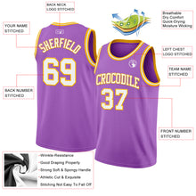 Charger l&#39;image dans la galerie, Custom Medium Purple White-Gold Authentic Basketball Jersey
