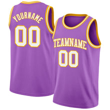 Charger l&#39;image dans la galerie, Custom Medium Purple White-Gold Authentic Basketball Jersey
