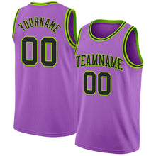 Laden Sie das Bild in den Galerie-Viewer, Custom Medium Purple Black-Neon Green Authentic Basketball Jersey
