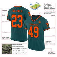 Charger l&#39;image dans la galerie, Custom Midnight Green Orange-Black Mesh Authentic Throwback Football Jersey
