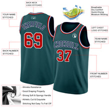 Загрузить изображение в средство просмотра галереи, Custom Midnight Green Red White-Navy Authentic Basketball Jersey
