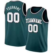 Laden Sie das Bild in den Galerie-Viewer, Custom Midnight Green White Gray-Black Authentic Basketball Jersey

