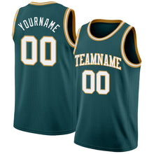 Load image into Gallery viewer, Custom Midnight Green White-Old Gold Authentic Basketball Jersey
