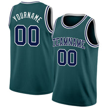 Laden Sie das Bild in den Galerie-Viewer, Custom Midnight Green Navy-White Authentic Basketball Jersey
