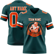 Load image into Gallery viewer, Custom Midnight Green Orange-White Authentic Football Jersey

