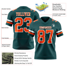 Load image into Gallery viewer, Custom Midnight Green Orange-White Authentic Football Jersey
