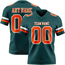 Load image into Gallery viewer, Custom Midnight Green Orange-White Authentic Football Jersey
