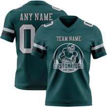 Charger l&#39;image dans la galerie, Custom Midnight Green Gray-Black Authentic Football Jersey

