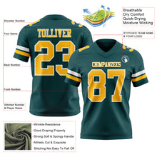 Load image into Gallery viewer, Custom Midnight Green Gold-White Authentic Football Jersey
