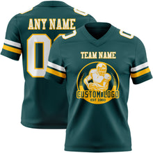 Charger l&#39;image dans la galerie, Custom Midnight Green White-Gold Authentic Football Jersey

