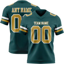 Load image into Gallery viewer, Custom Midnight Green Old Gold-White Authentic Football Jersey

