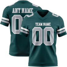 Charger l&#39;image dans la galerie, Custom Midnight Green Gray-White Authentic Football Jersey
