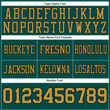 Load image into Gallery viewer, Custom Midnight Green Old Gold-Black Authentic Football Jersey
