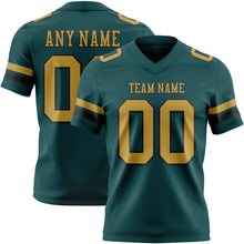 Load image into Gallery viewer, Custom Midnight Green Old Gold-Black Authentic Football Jersey

