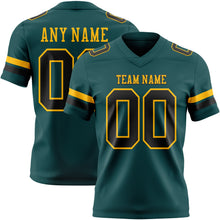 Load image into Gallery viewer, Custom Midnight Green Black-Old Gold Authentic Football Jersey
