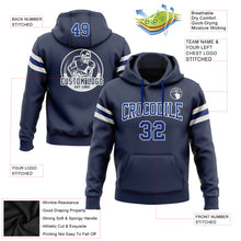 Load image into Gallery viewer, Custom Stitched Navy Royal-White Football Pullover Sweatshirt Hoodie
