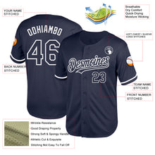 Load image into Gallery viewer, Custom Navy White Mesh Authentic Throwback Baseball Jersey
