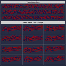 Load image into Gallery viewer, Custom Navy Red Mesh Authentic Throwback Baseball Jersey
