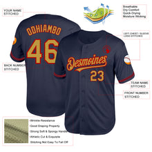 Загрузить изображение в средство просмотра галереи, Custom Navy Old Gold-Red Mesh Authentic Throwback Baseball Jersey
