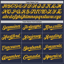 Загрузить изображение в средство просмотра галереи, Custom Navy Gold Mesh Authentic Throwback Baseball Jersey

