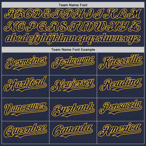 Custom Navy Gold Mesh Authentic Throwback Baseball Jersey